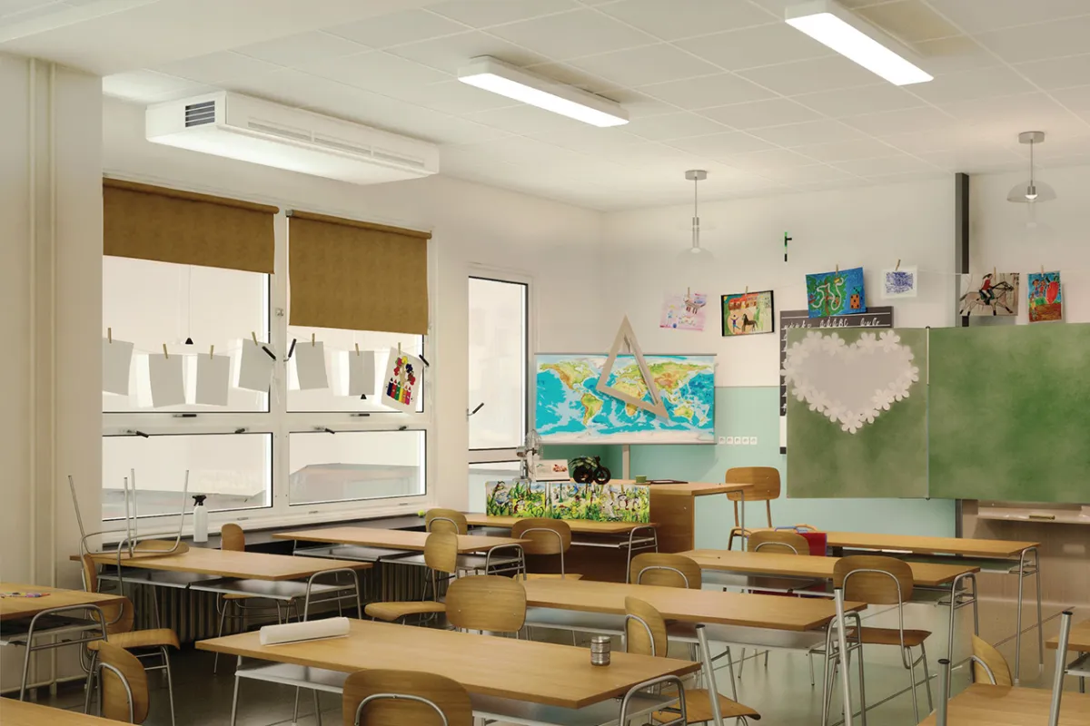 Sistema de ventilación en un colegio