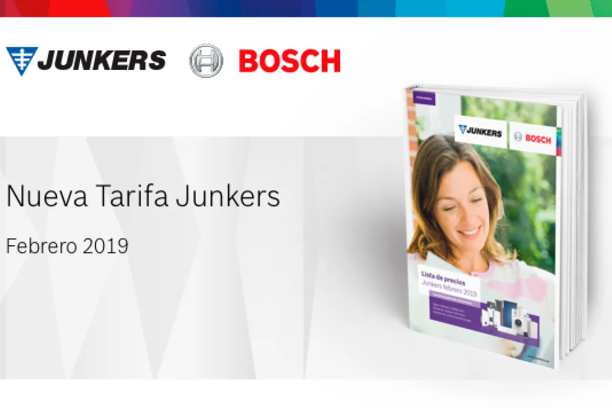 Nueva Tarifa de Junkers para 2019 con novedades en sus gamas de a.c.s, calefacción y climatización