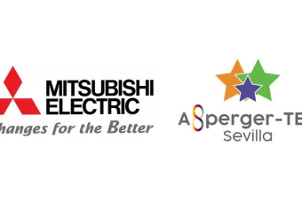 Logotipos de Mitsubishi Electric y Asperger-TEA Sevilla