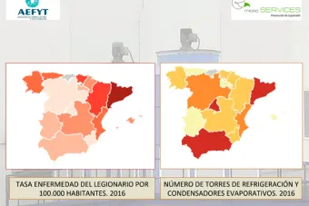 Tasa de enfermedad y número de torres de refrigeración y condensadores